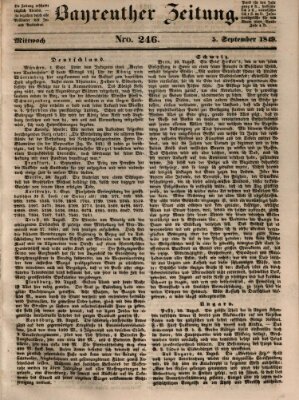 Bayreuther Zeitung Mittwoch 5. September 1849
