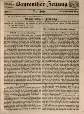 Bayreuther Zeitung Freitag 28. September 1849