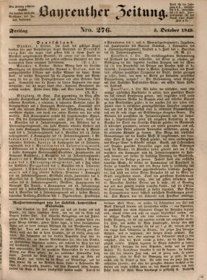 Bayreuther Zeitung Freitag 5. Oktober 1849