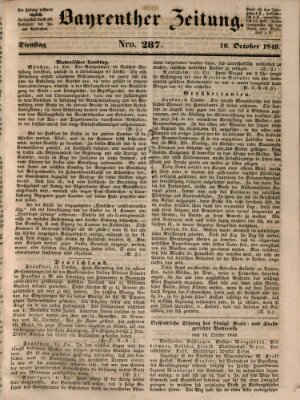 Bayreuther Zeitung Dienstag 16. Oktober 1849