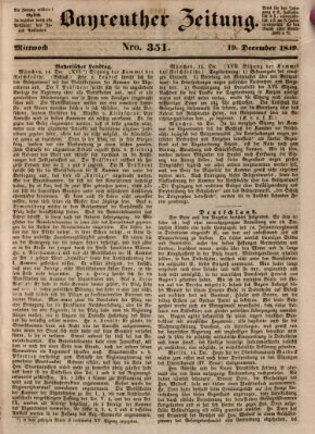 Bayreuther Zeitung Mittwoch 19. Dezember 1849