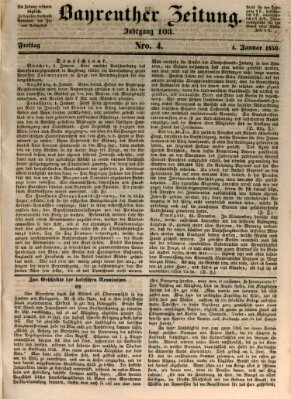 Bayreuther Zeitung Freitag 4. Januar 1850