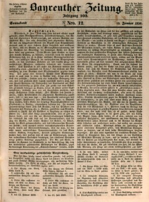 Bayreuther Zeitung Samstag 12. Januar 1850