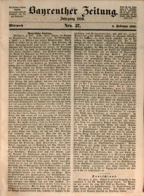 Bayreuther Zeitung Mittwoch 6. Februar 1850
