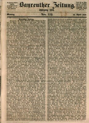 Bayreuther Zeitung Montag 22. April 1850