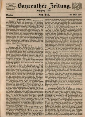 Bayreuther Zeitung Montag 20. Mai 1850