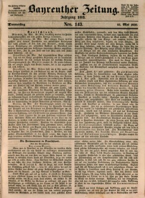 Bayreuther Zeitung Donnerstag 23. Mai 1850