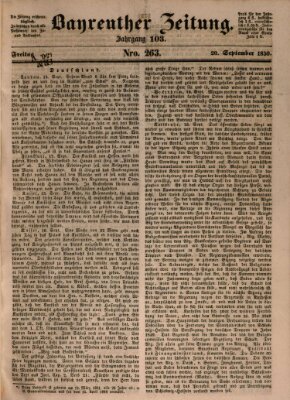 Bayreuther Zeitung Freitag 20. September 1850