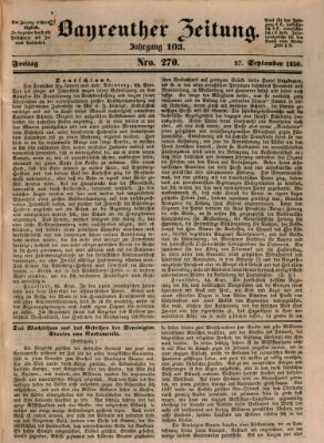 Bayreuther Zeitung Freitag 27. September 1850