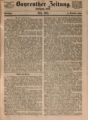 Bayreuther Zeitung Dienstag 8. Oktober 1850