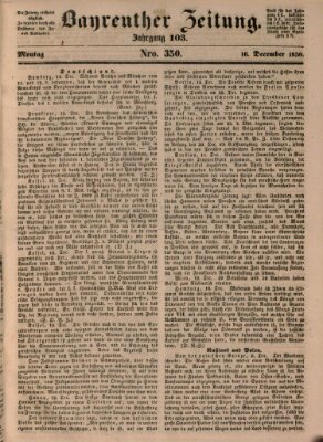 Bayreuther Zeitung Montag 16. Dezember 1850