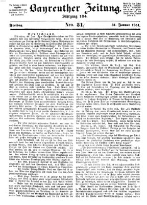 Bayreuther Zeitung Freitag 31. Januar 1851