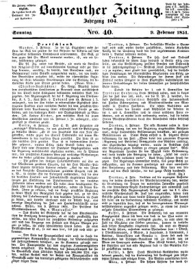 Bayreuther Zeitung Sonntag 9. Februar 1851