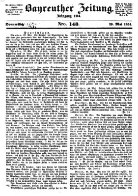 Bayreuther Zeitung Donnerstag 29. Mai 1851