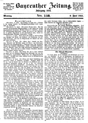 Bayreuther Zeitung Montag 9. Juni 1851