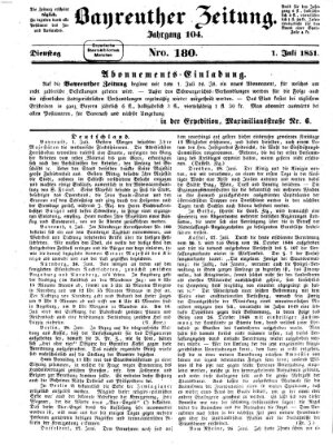 Bayreuther Zeitung Dienstag 1. Juli 1851