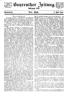Bayreuther Zeitung Samstag 5. Juli 1851