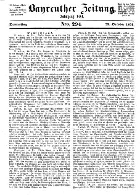 Bayreuther Zeitung Donnerstag 23. Oktober 1851
