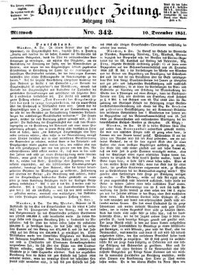 Bayreuther Zeitung Mittwoch 10. Dezember 1851