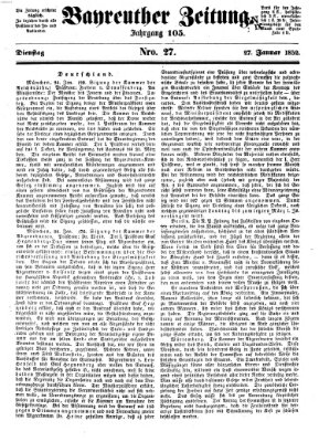 Bayreuther Zeitung Dienstag 27. Januar 1852