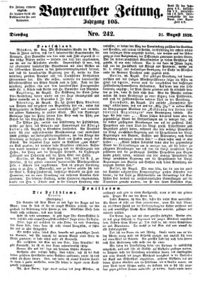 Bayreuther Zeitung Dienstag 31. August 1852