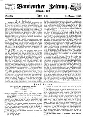 Bayreuther Zeitung Dienstag 18. Januar 1853