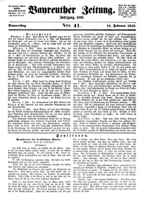 Bayreuther Zeitung Donnerstag 10. Februar 1853