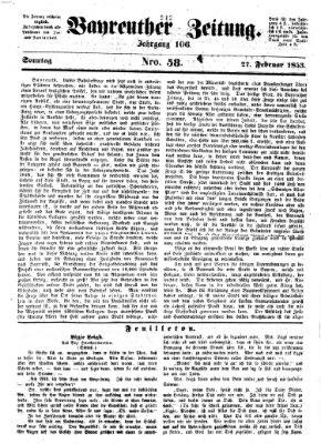 Bayreuther Zeitung Sonntag 27. Februar 1853