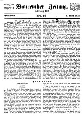 Bayreuther Zeitung Samstag 2. April 1853
