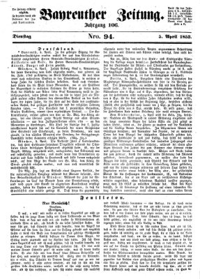 Bayreuther Zeitung Dienstag 5. April 1853