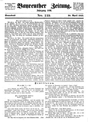 Bayreuther Zeitung Samstag 30. April 1853