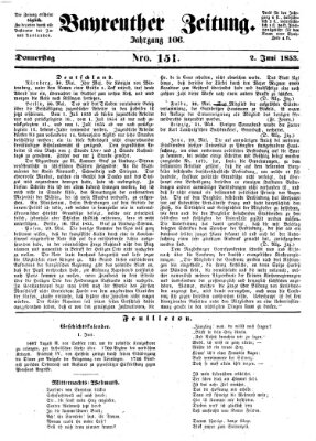 Bayreuther Zeitung Donnerstag 2. Juni 1853