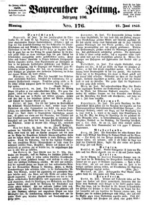 Bayreuther Zeitung Montag 27. Juni 1853
