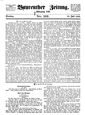 Bayreuther Zeitung Dienstag 12. Juli 1853