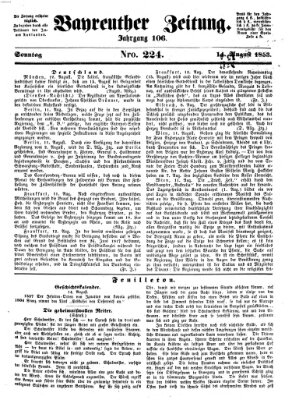 Bayreuther Zeitung Sonntag 14. August 1853