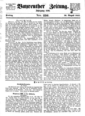 Bayreuther Zeitung Freitag 26. August 1853