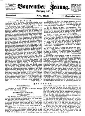 Bayreuther Zeitung Samstag 17. September 1853