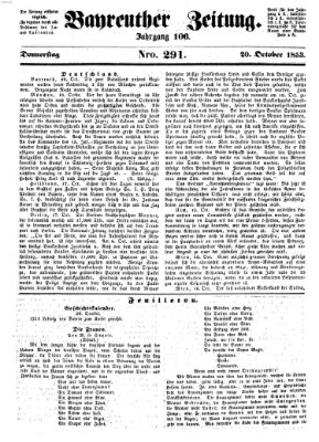 Bayreuther Zeitung Donnerstag 20. Oktober 1853