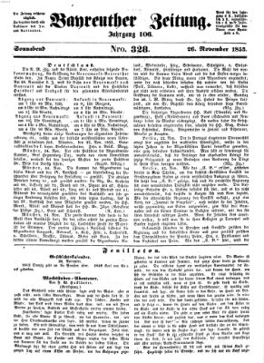 Bayreuther Zeitung Samstag 26. November 1853