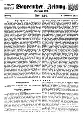 Bayreuther Zeitung Freitag 2. Dezember 1853