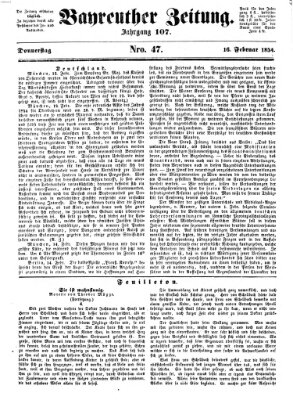 Bayreuther Zeitung Donnerstag 16. Februar 1854