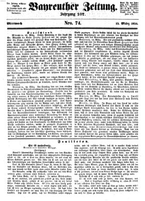 Bayreuther Zeitung Mittwoch 15. März 1854