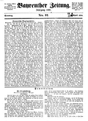 Bayreuther Zeitung Sonntag 2. April 1854