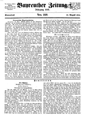Bayreuther Zeitung Samstag 19. August 1854