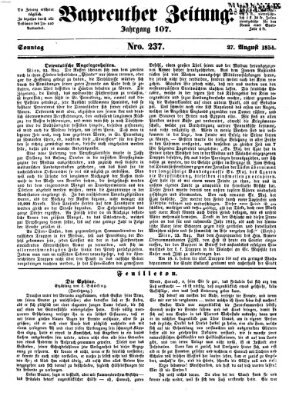 Bayreuther Zeitung Sonntag 27. August 1854