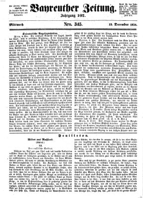 Bayreuther Zeitung Mittwoch 13. Dezember 1854