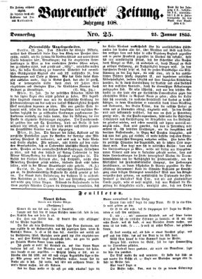 Bayreuther Zeitung Donnerstag 25. Januar 1855