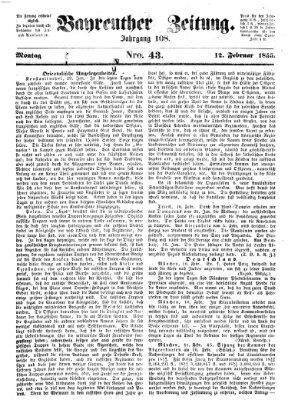 Bayreuther Zeitung Montag 12. Februar 1855