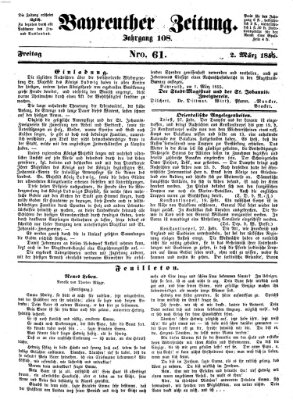Bayreuther Zeitung Freitag 2. März 1855