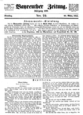 Bayreuther Zeitung Dienstag 20. März 1855